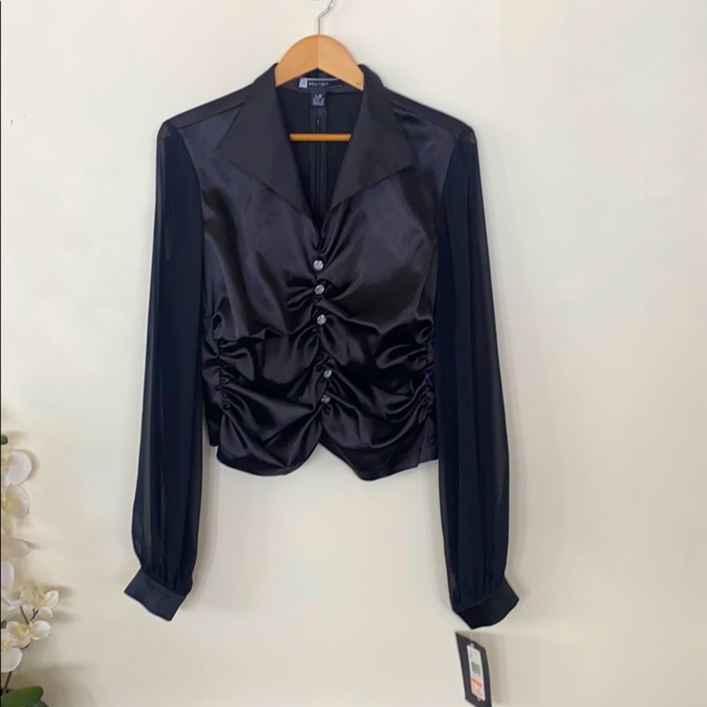 💃👠Boutique Snazzy Black JS Boutique Blouse L!NWT